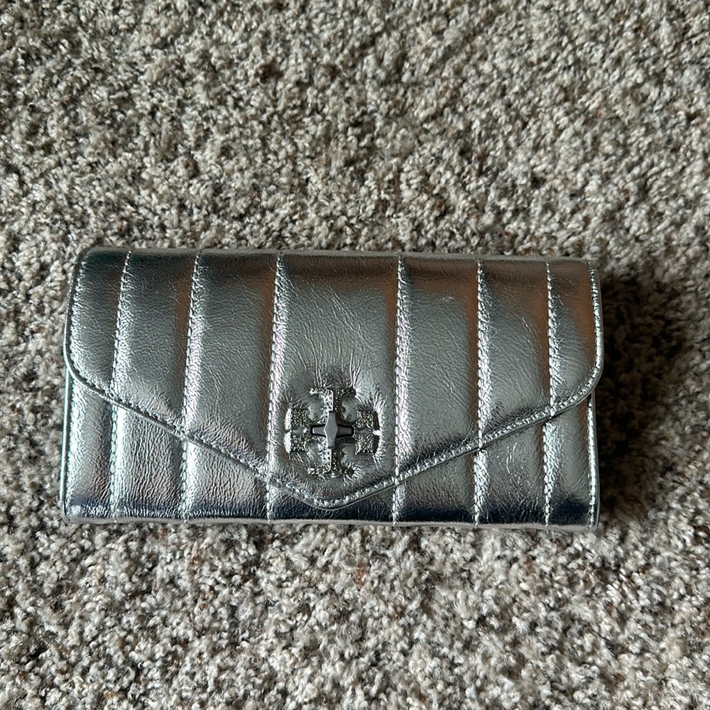 Tory Burch Metallic Pave Logo Envelope Wallet